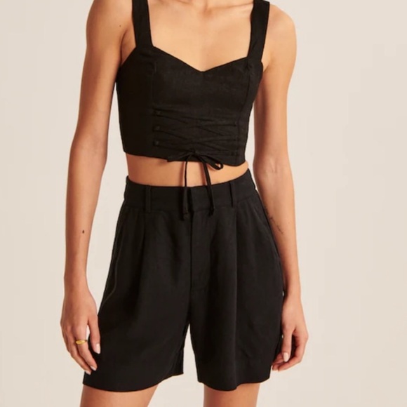 Abercrombie & Fitch Pants - NWT Abercrombie Black Linen Blend 6” Trouser Shorts Size Medium